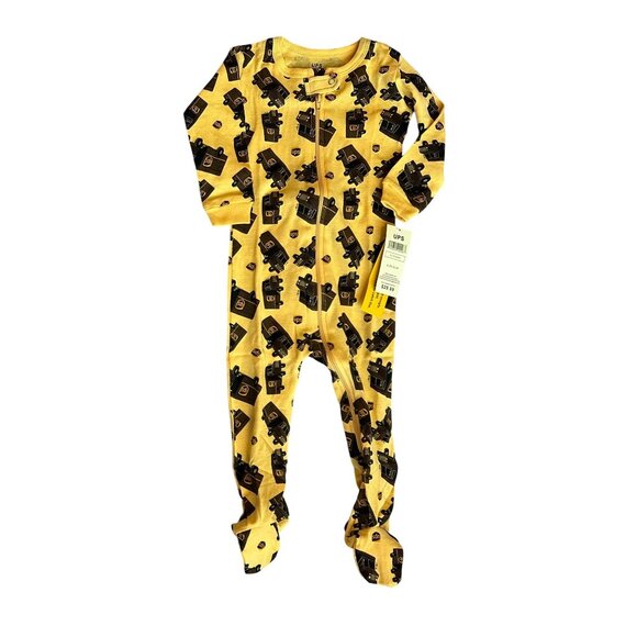 UPS New Yellow Infant Footed Sleeper Pajamas 12-18 Months Cotton Blend - Picture 1 of 7